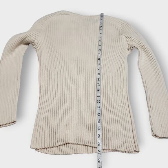 Everlane The Cotton Rib Crew Sweater Organic Ivory Cream Sz L Minimalist Neutral - Picture 11 of 12